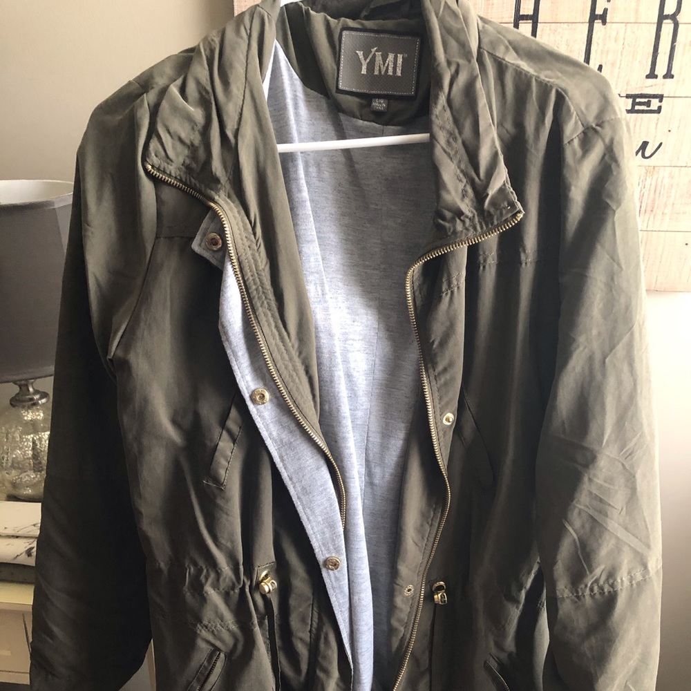 Olive Green Jacket with comfy gray lining